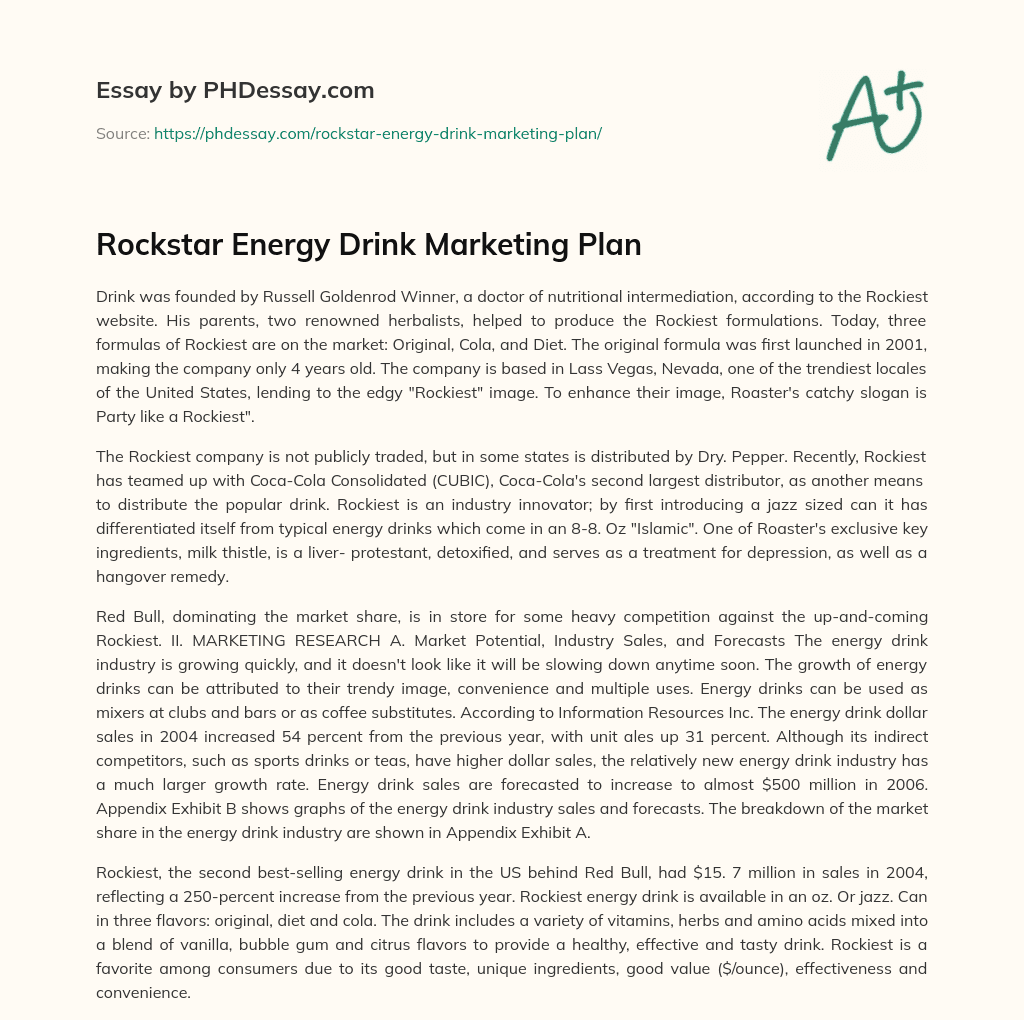 Rockstar Energy Drink Marketing Plan essay