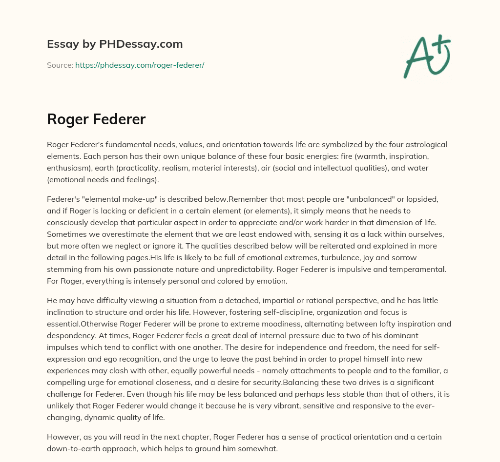 Roger Federer essay
