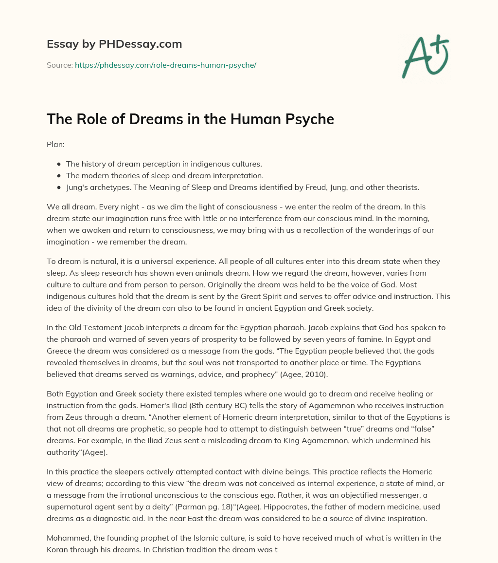 The Role of Dreams in the Human Psyche essay