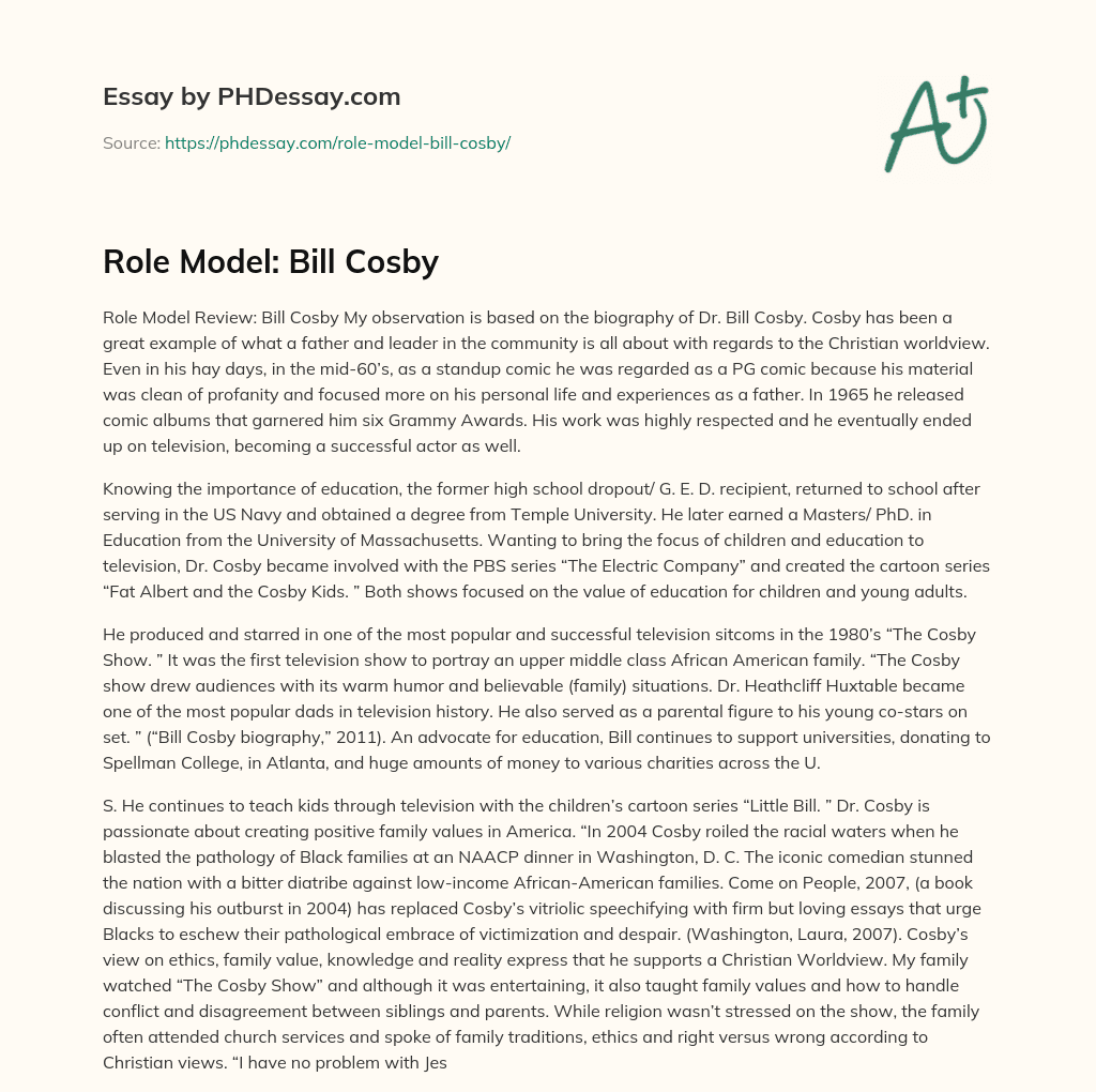 Role Model: Bill Cosby essay