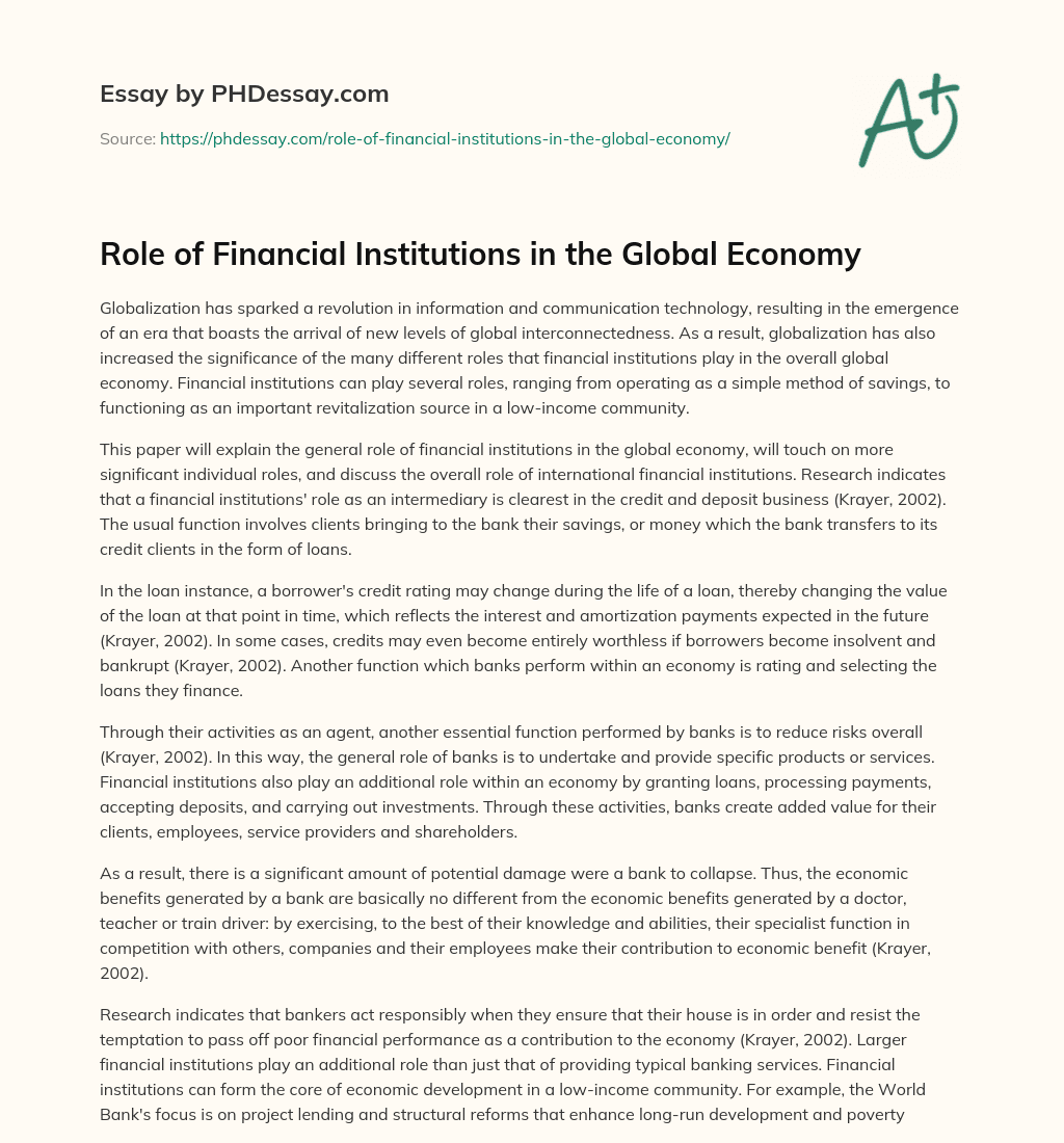 global finance essay