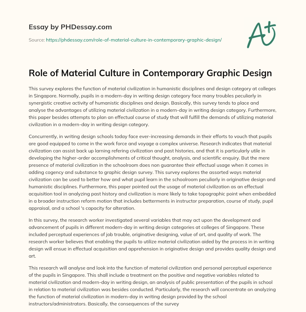 Role of Material Culture in Contemporary Graphic Design essay