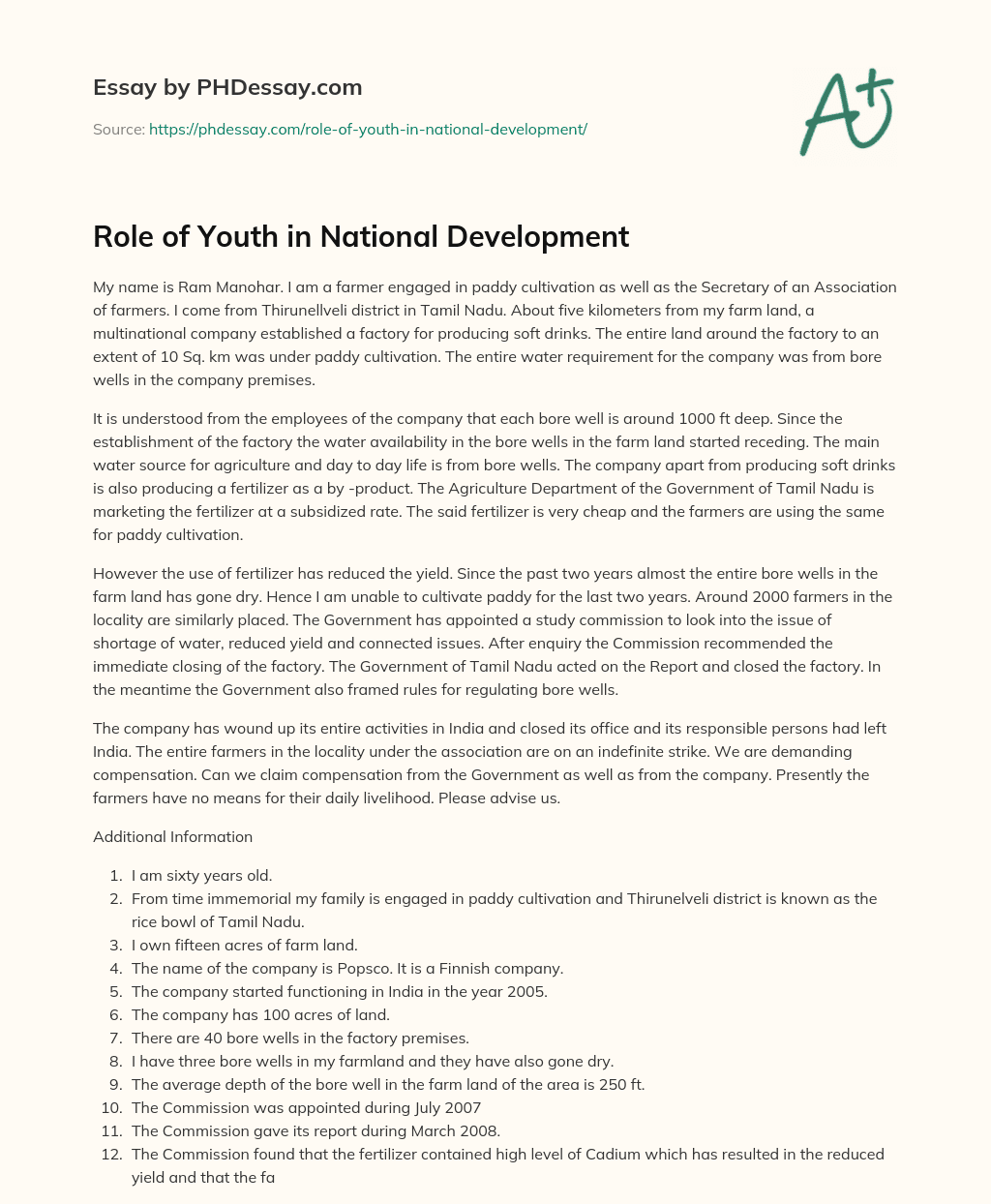 essay about youth organization