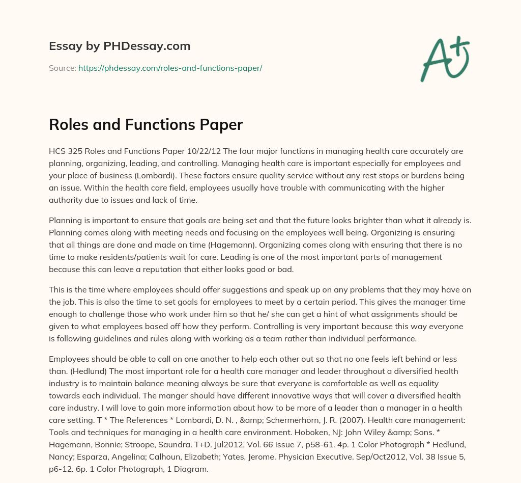 roles-and-functions-paper-400-words-phdessay