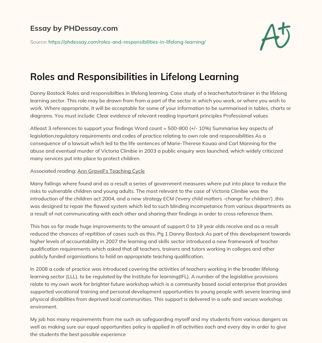 the value of lifelong learning essay