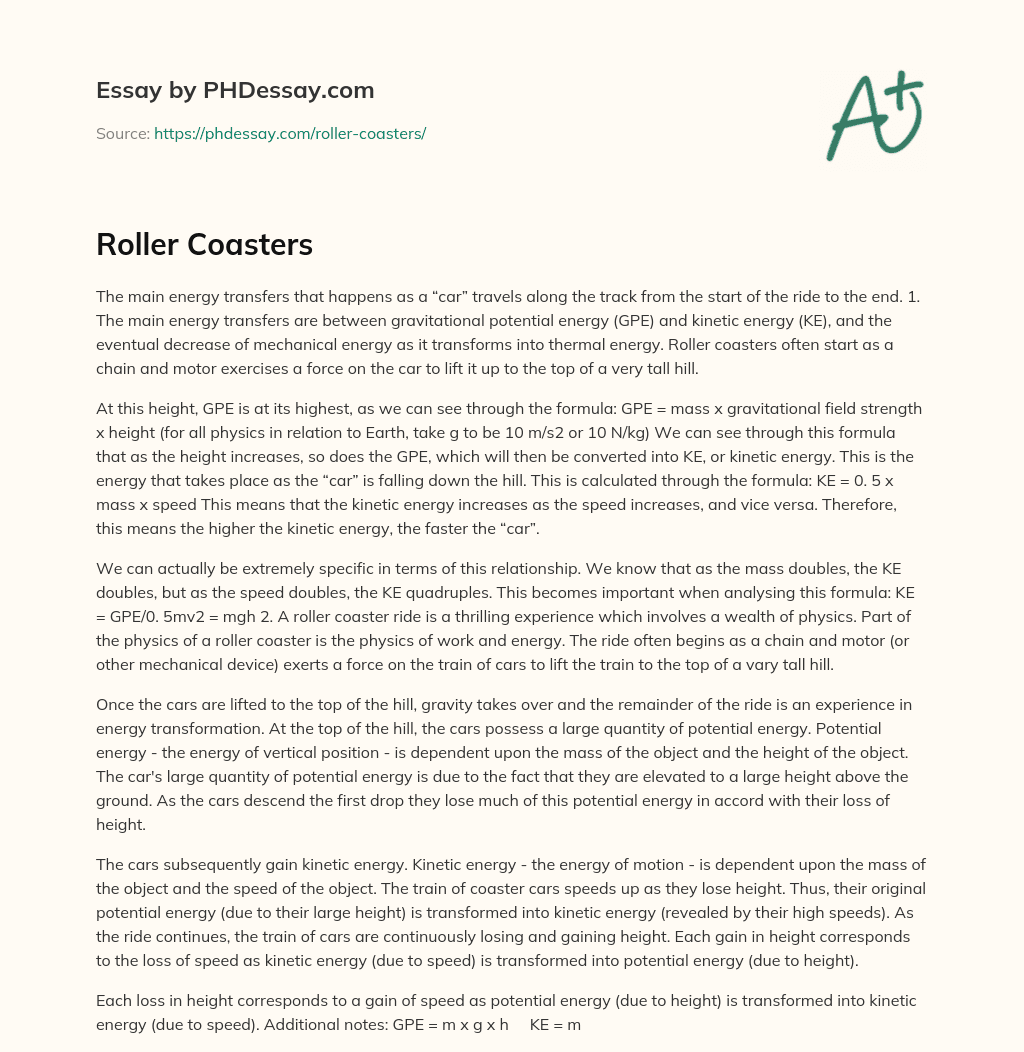 Roller Coasters essay