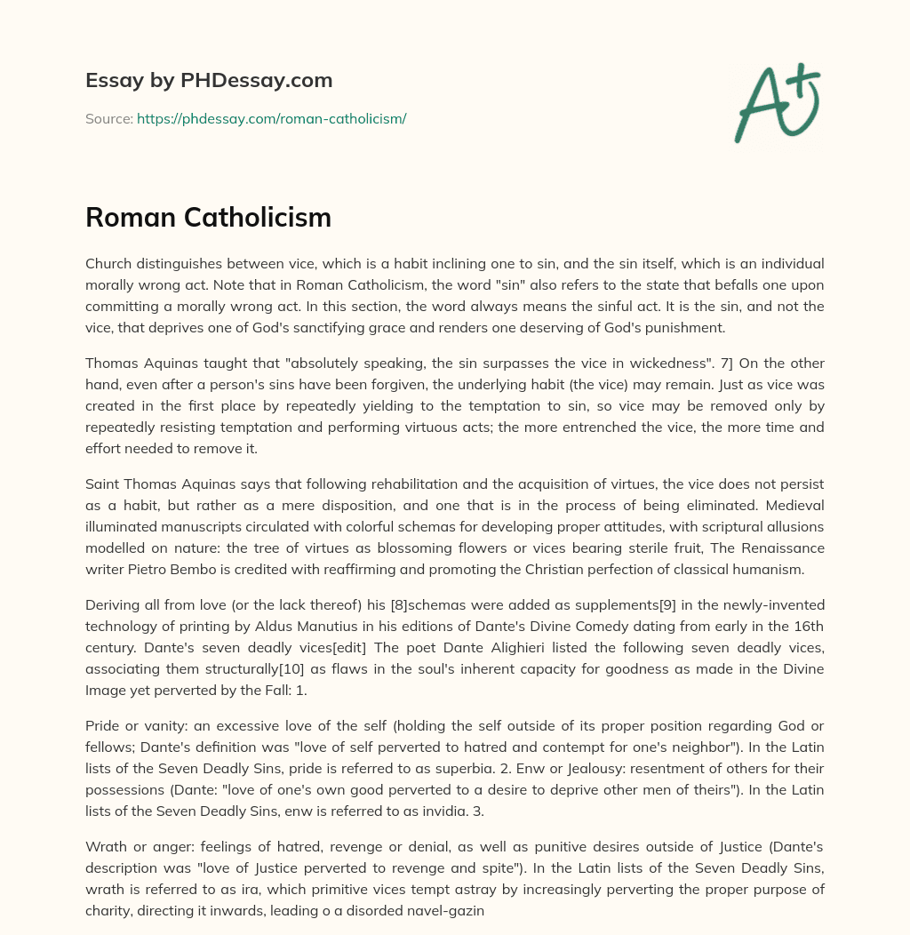 Roman Catholicism essay