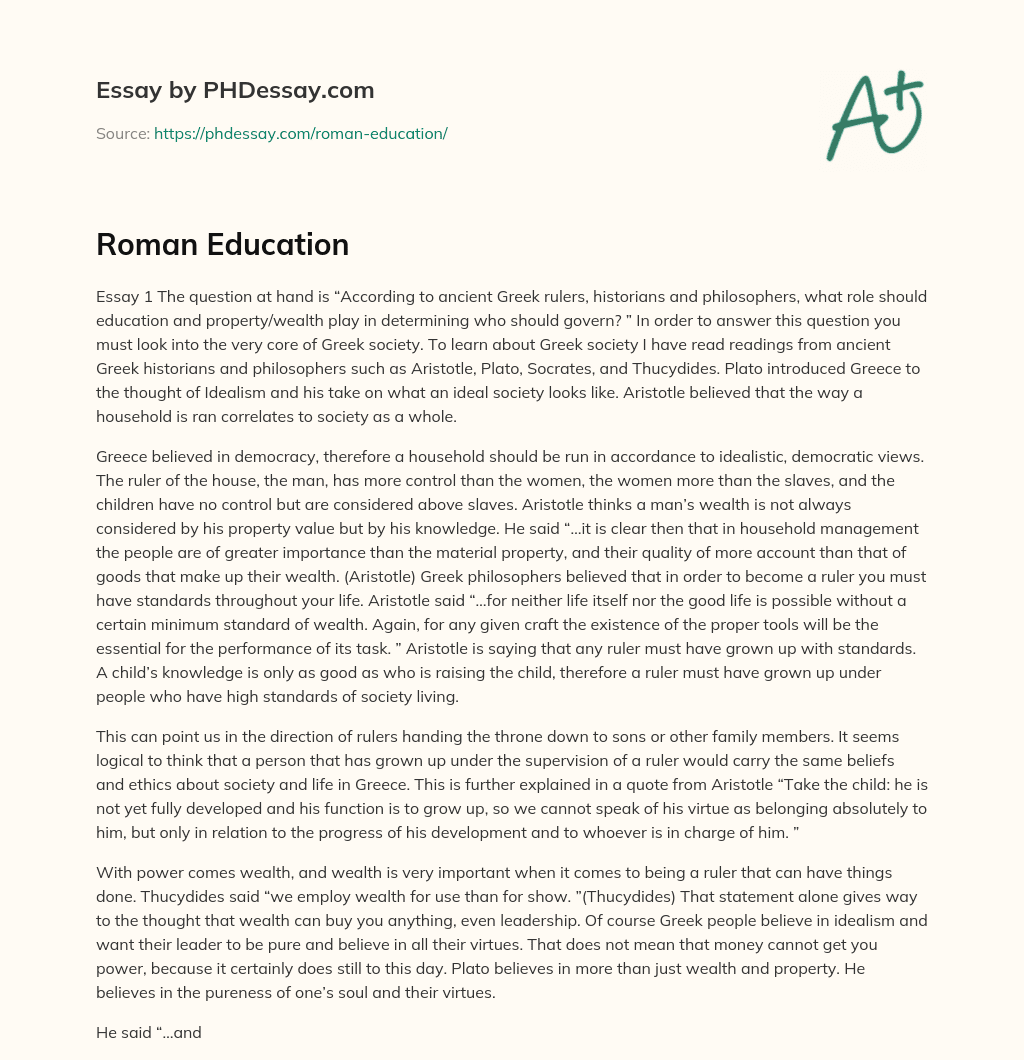 Roman Education essay