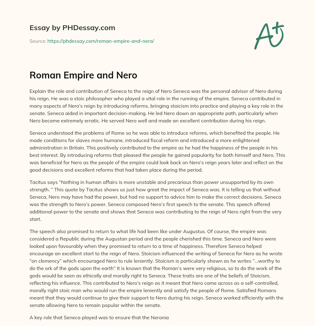 Roman Empire and Nero essay