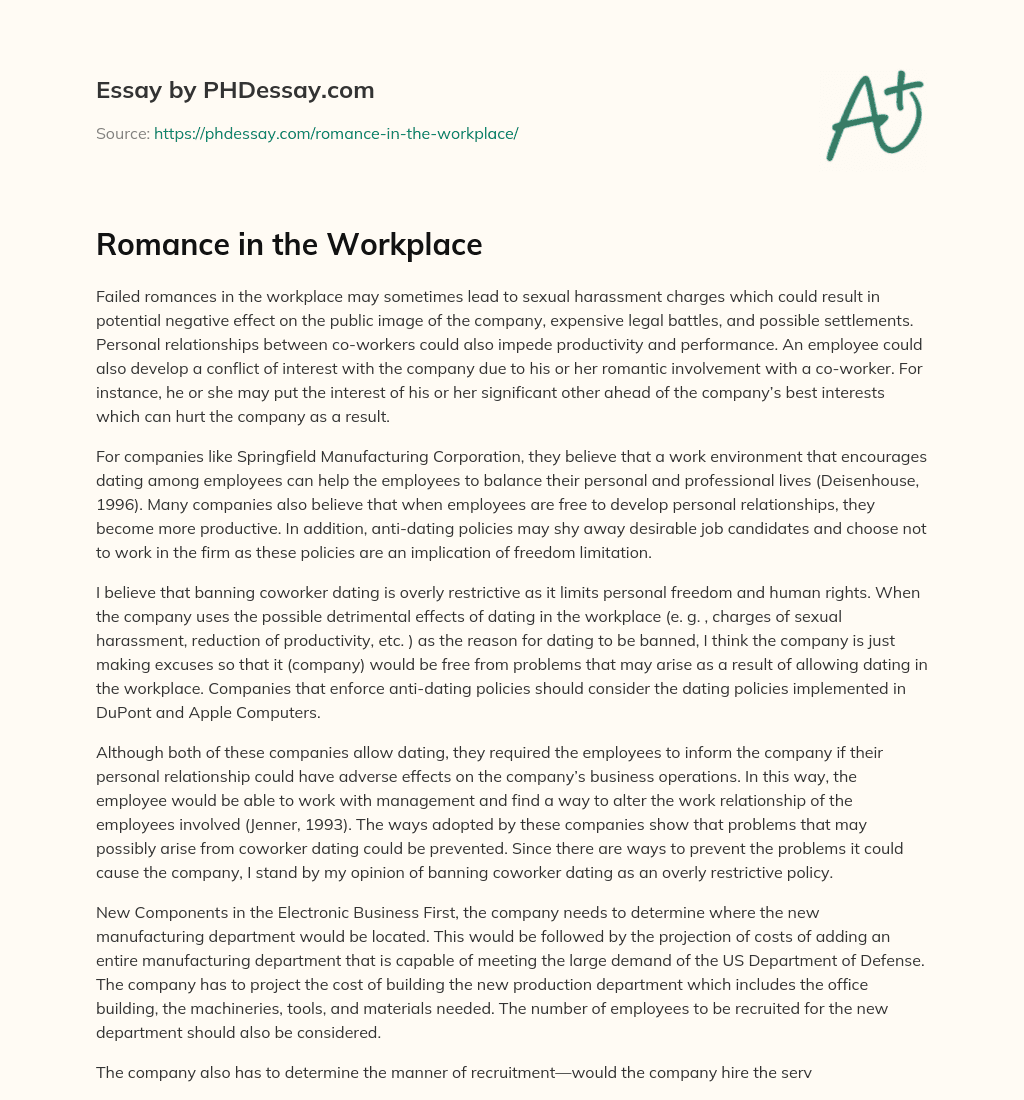Romance in the Workplace essay