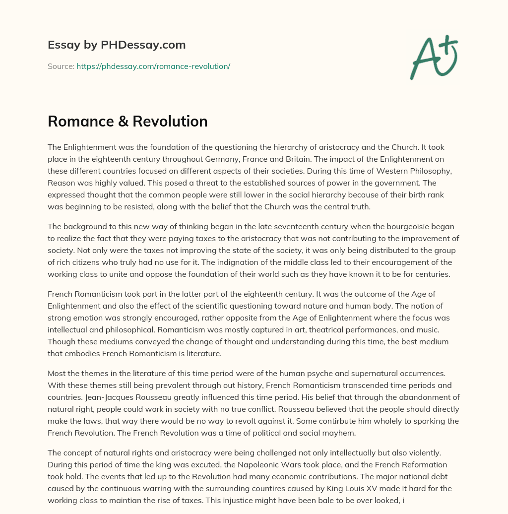 Romance & Revolution essay