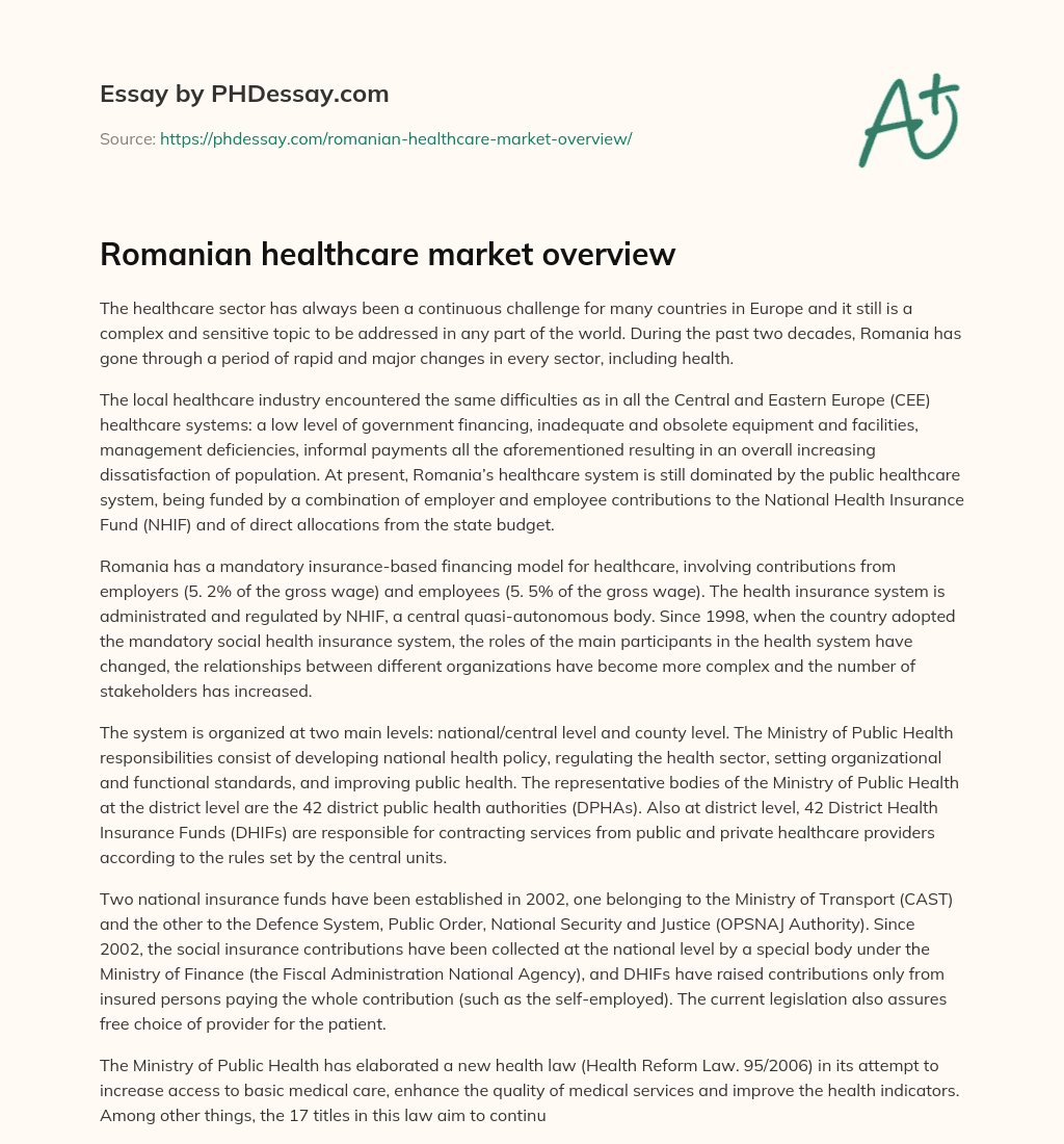 Romanian healthcare market overview essay