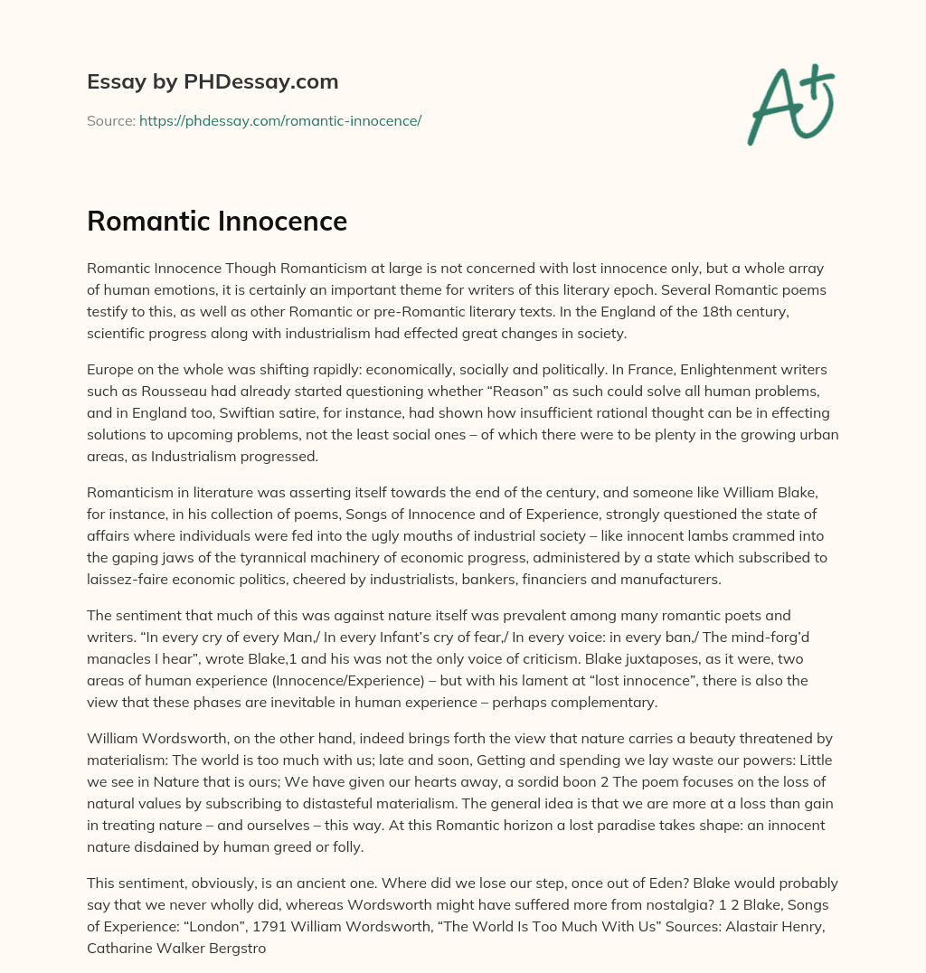 Romantic Innocence essay