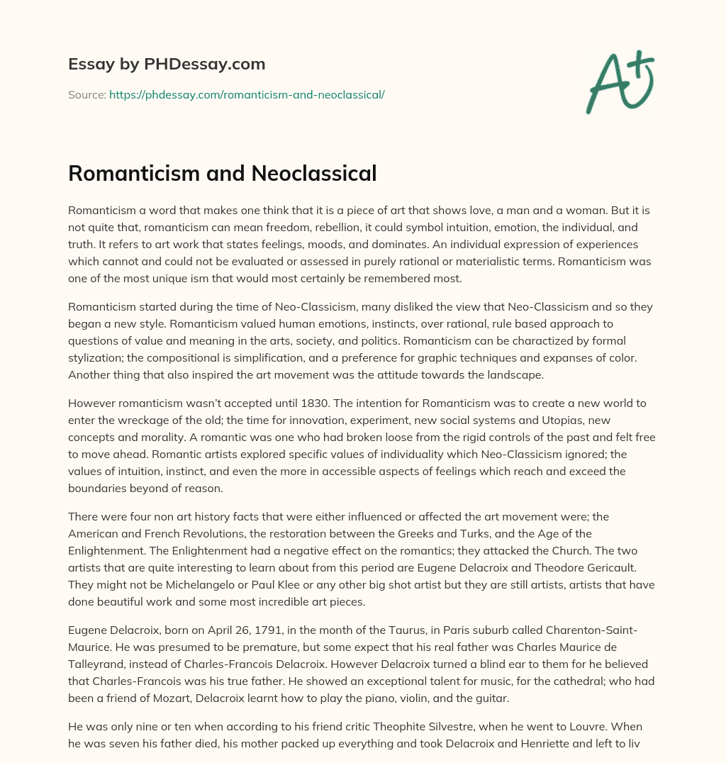 Romanticism and Neoclassical essay