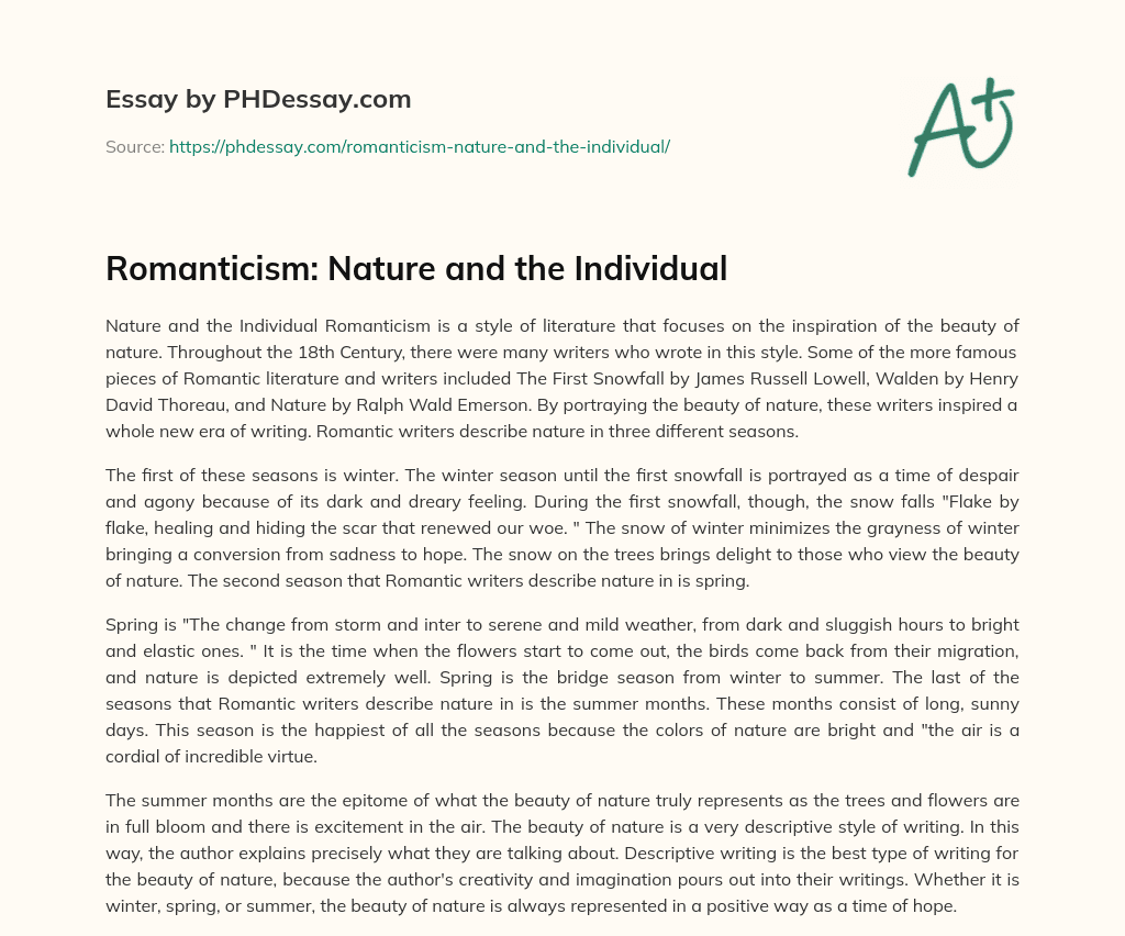 Romanticism: Nature and the Individual essay