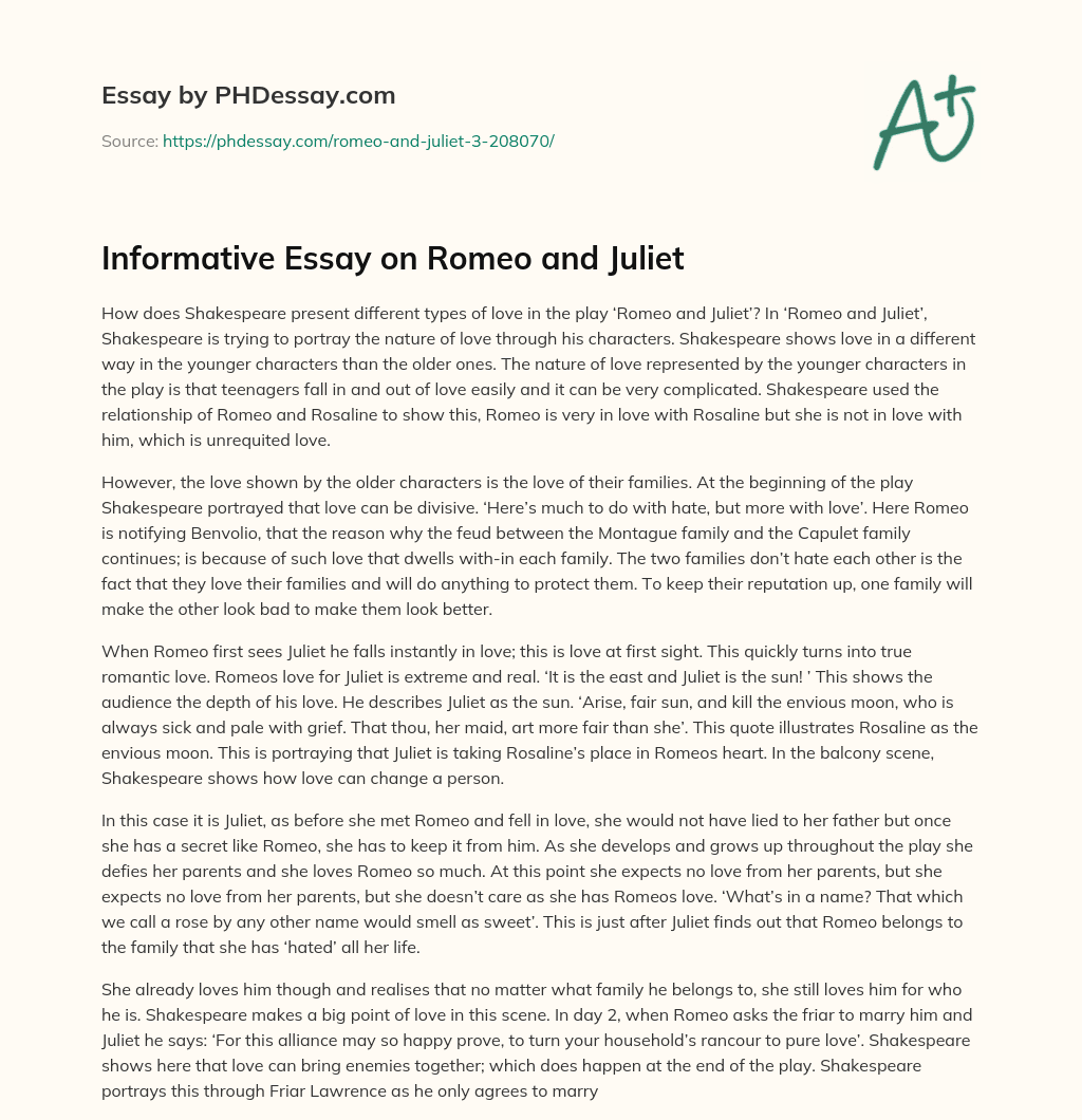 Informative Essay on Romeo and Juliet essay