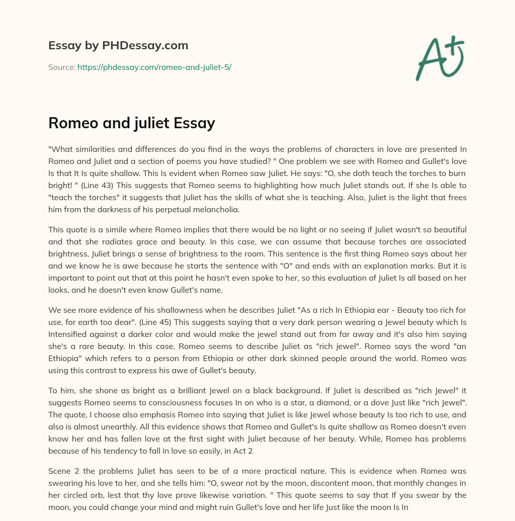 Romeo and juliet Essay essay