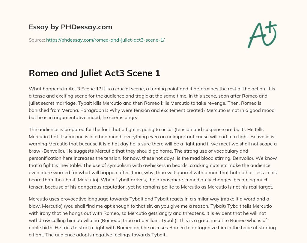 Romeo and Juliet Act3 Scene 1 essay