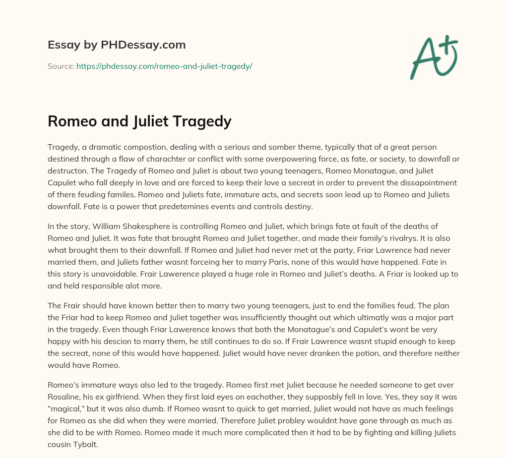 Romeo and Juliet Tragedy essay