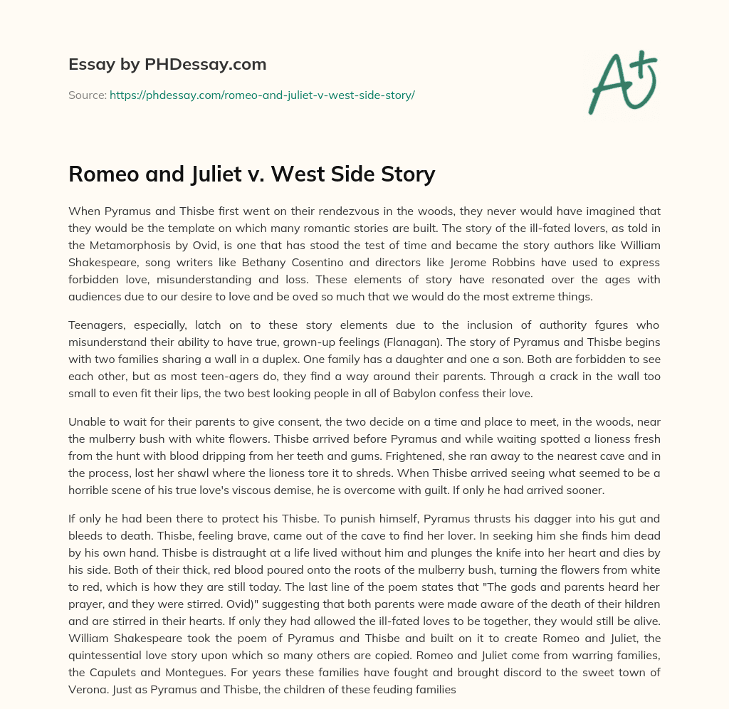 compare and contrast essay romeo and juliet to west side story