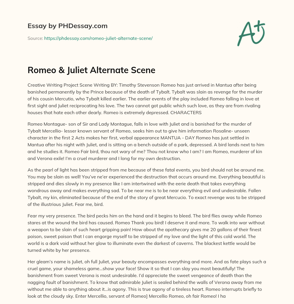 Romeo & Juliet Alternate Scene essay