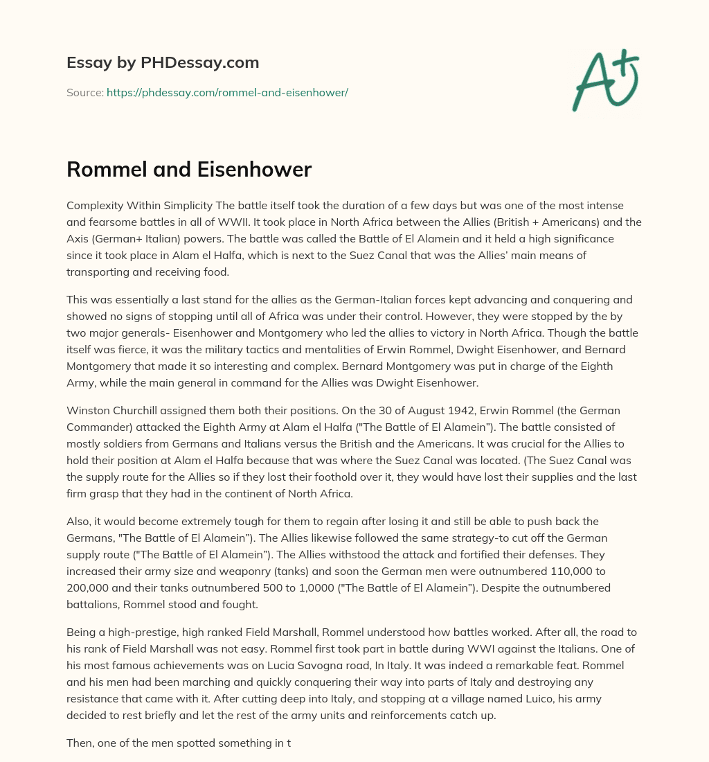 Rommel and Eisenhower essay