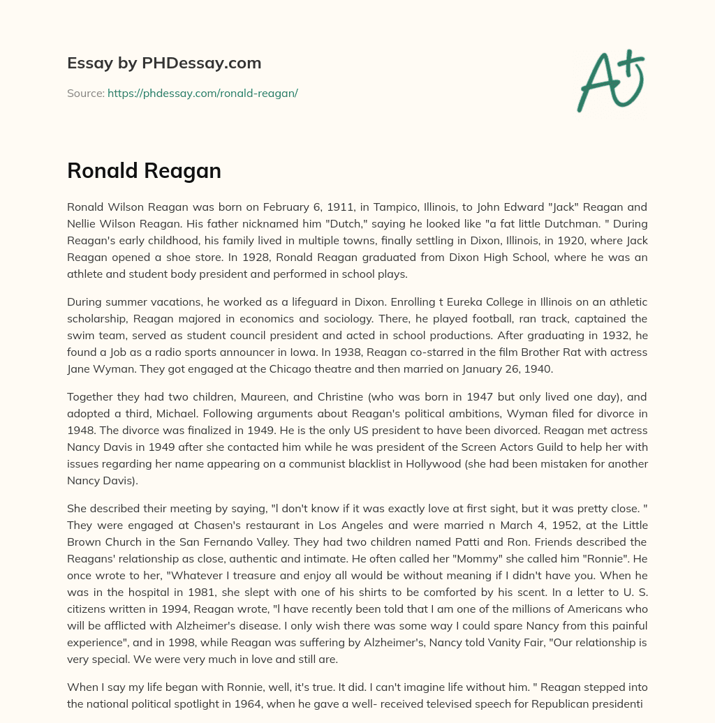Ronald Reagan essay