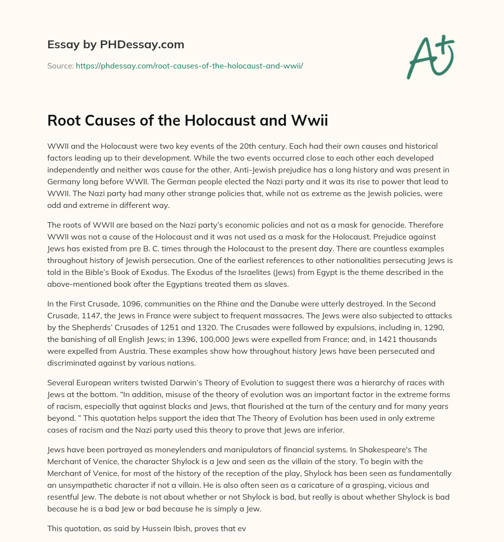 Root Causes of the Holocaust and Wwii essay