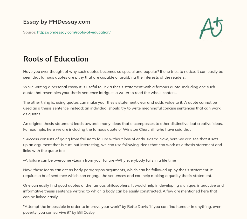 Roots of Education essay