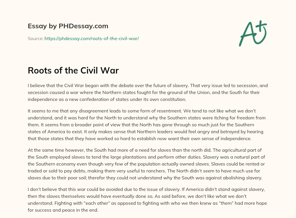 Roots of the Civil War essay