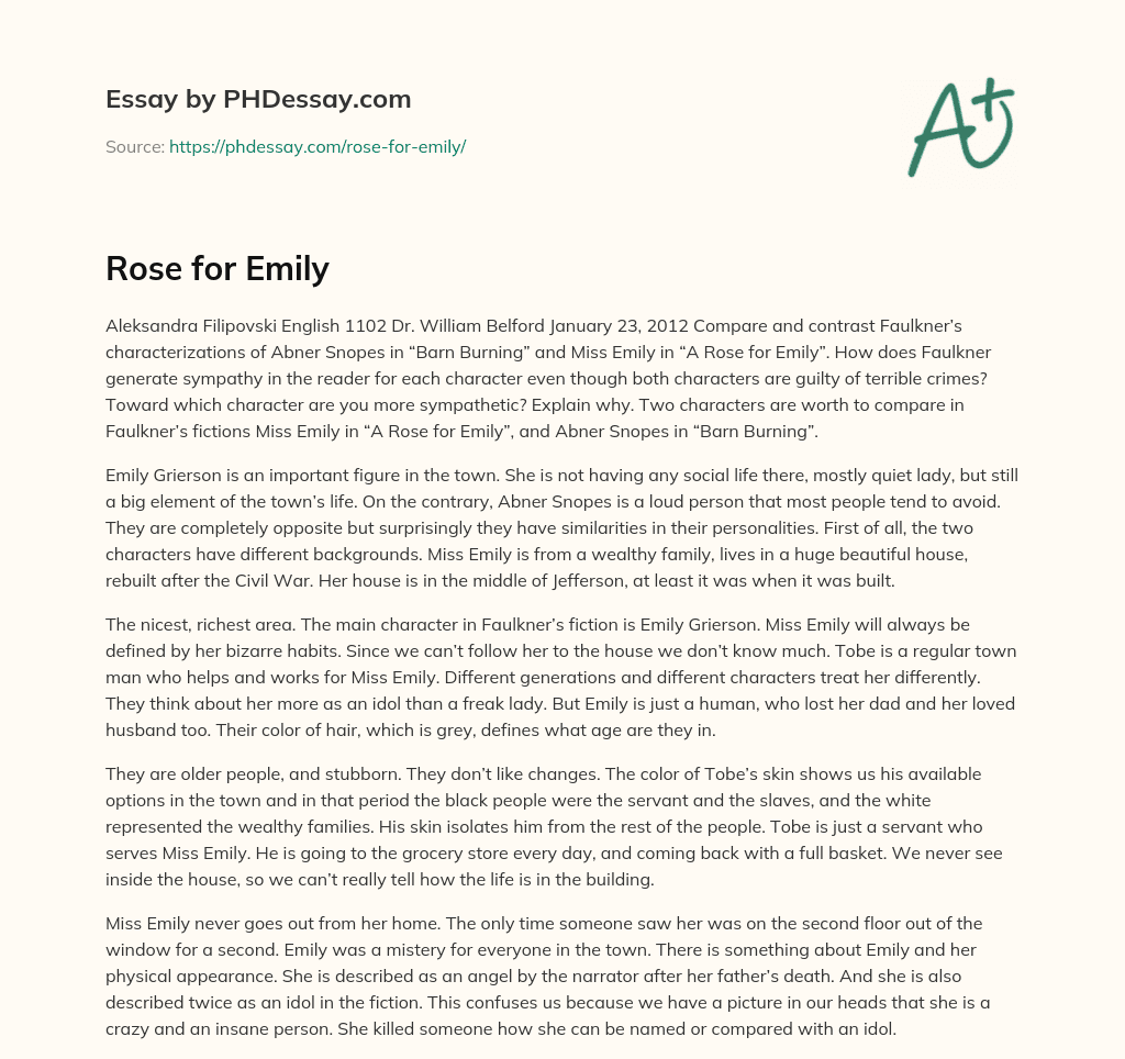 Rose for Emily essay