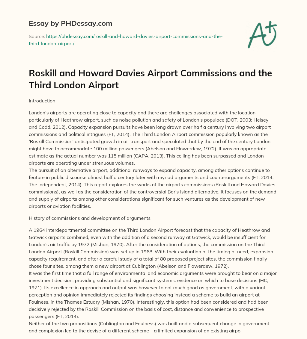 Roskill and Howard Davies Airport Commissions and the Third London Airport essay