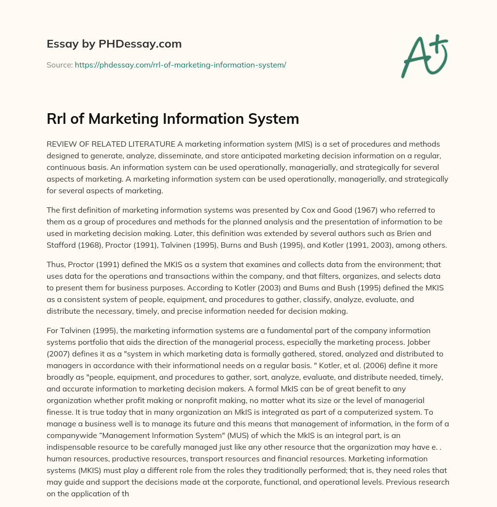 literature review of marketing information system