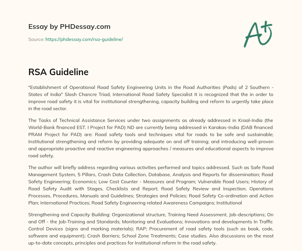 RSA Guideline (300 Words) - PHDessay.com