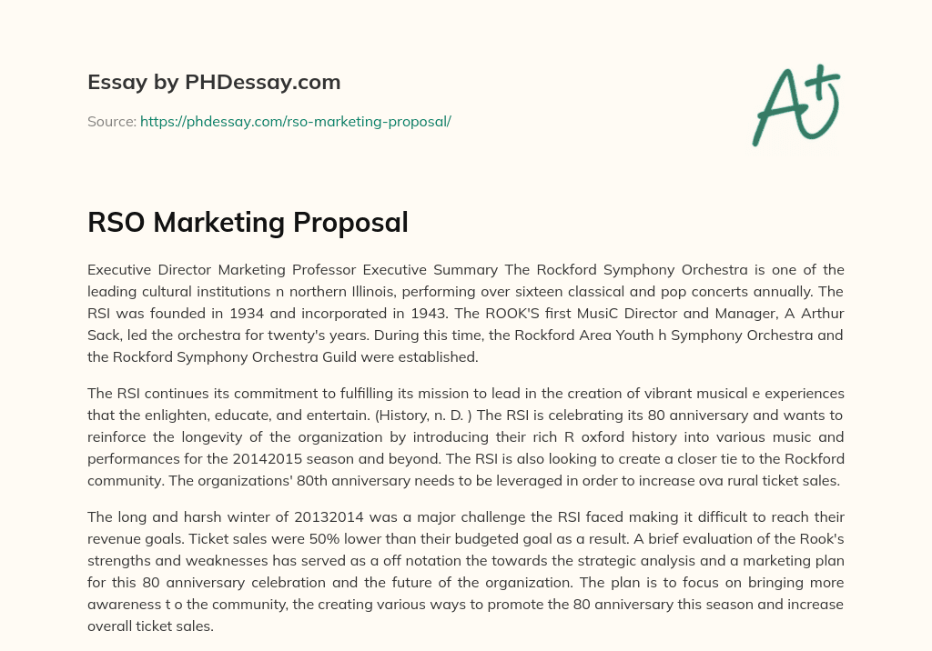 RSO Marketing Proposal essay