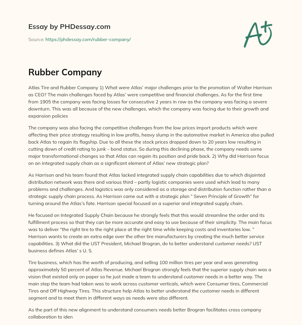 Rubber Company essay