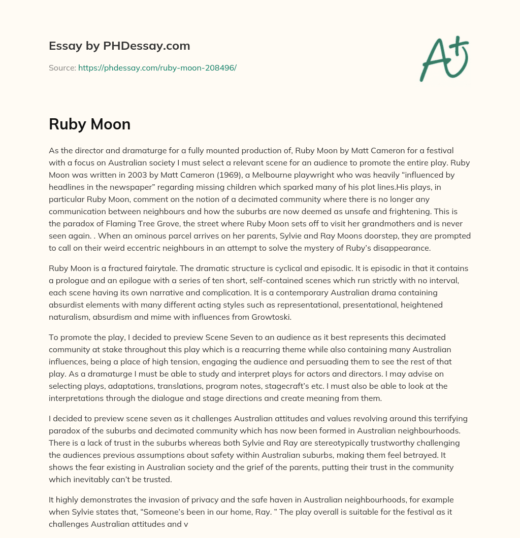 Ruby Moon essay