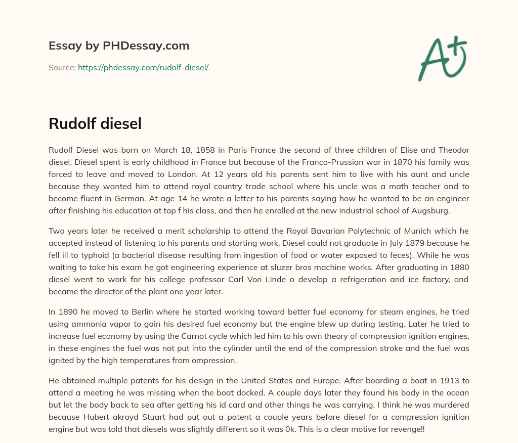 Rudolf diesel essay