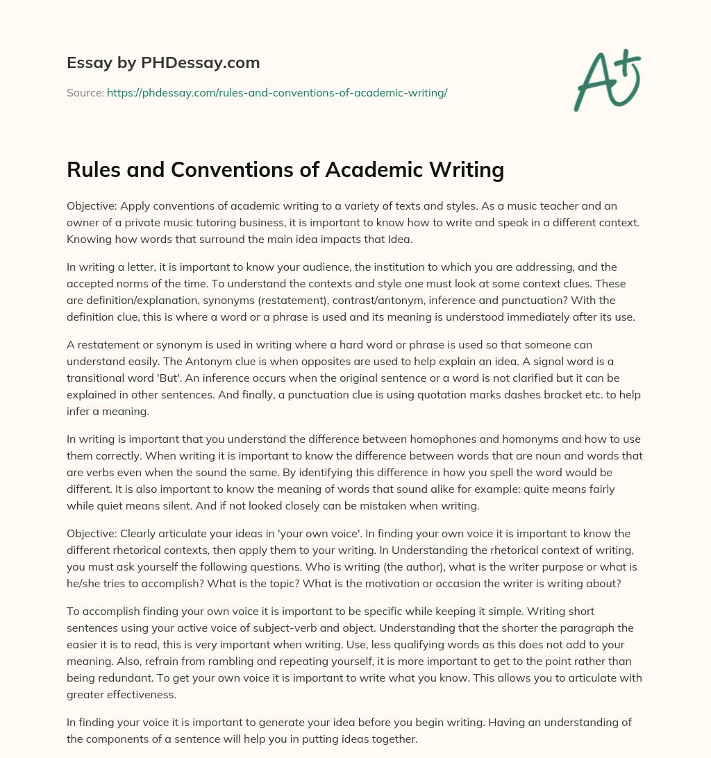 rules of writing an academic essay