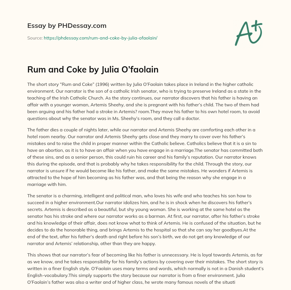 Rum and Coke by Julia O’faolain essay