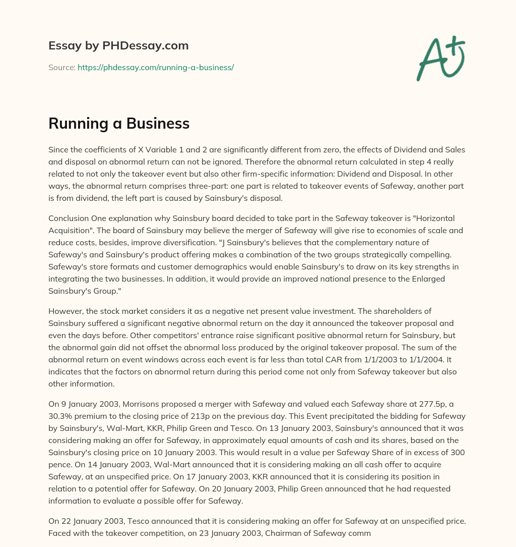 Running a Business essay