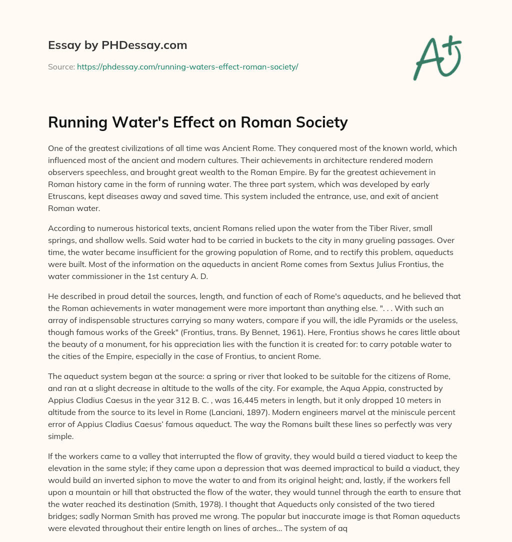 Running Water’s Effect on Roman Society essay