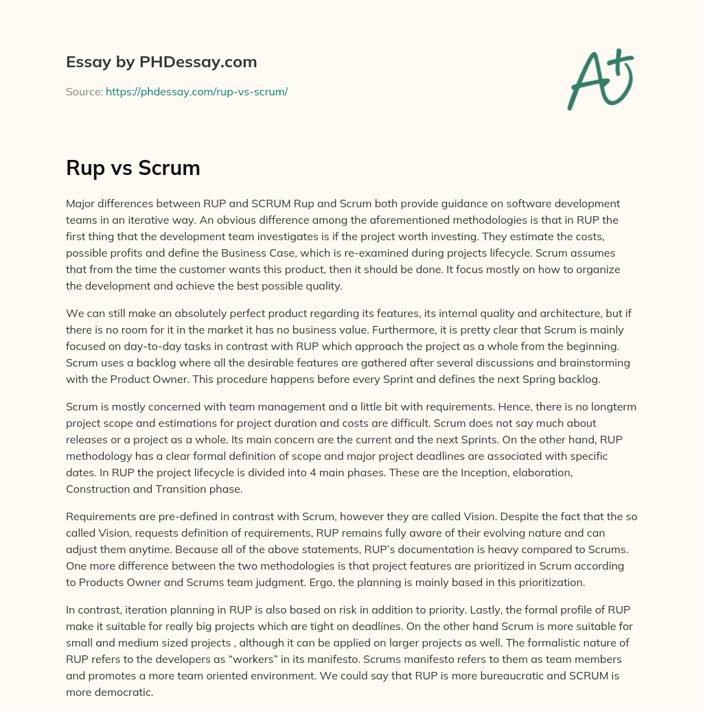 Rup vs Scrum essay