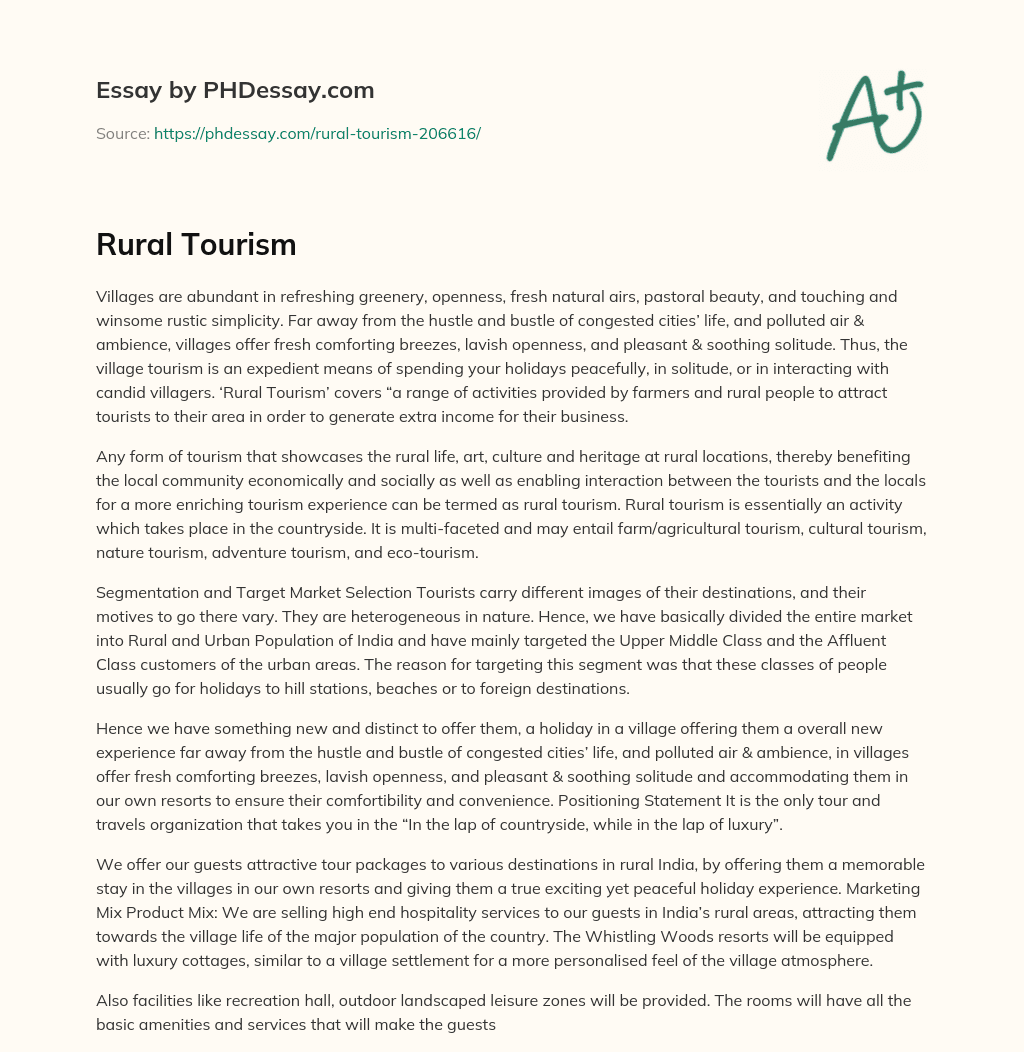 essay on rural tourism