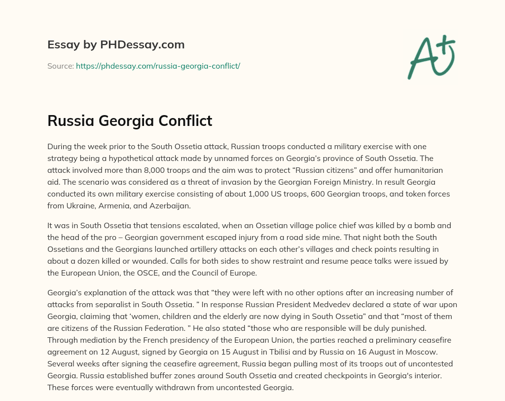 Russia Georgia Conflict essay