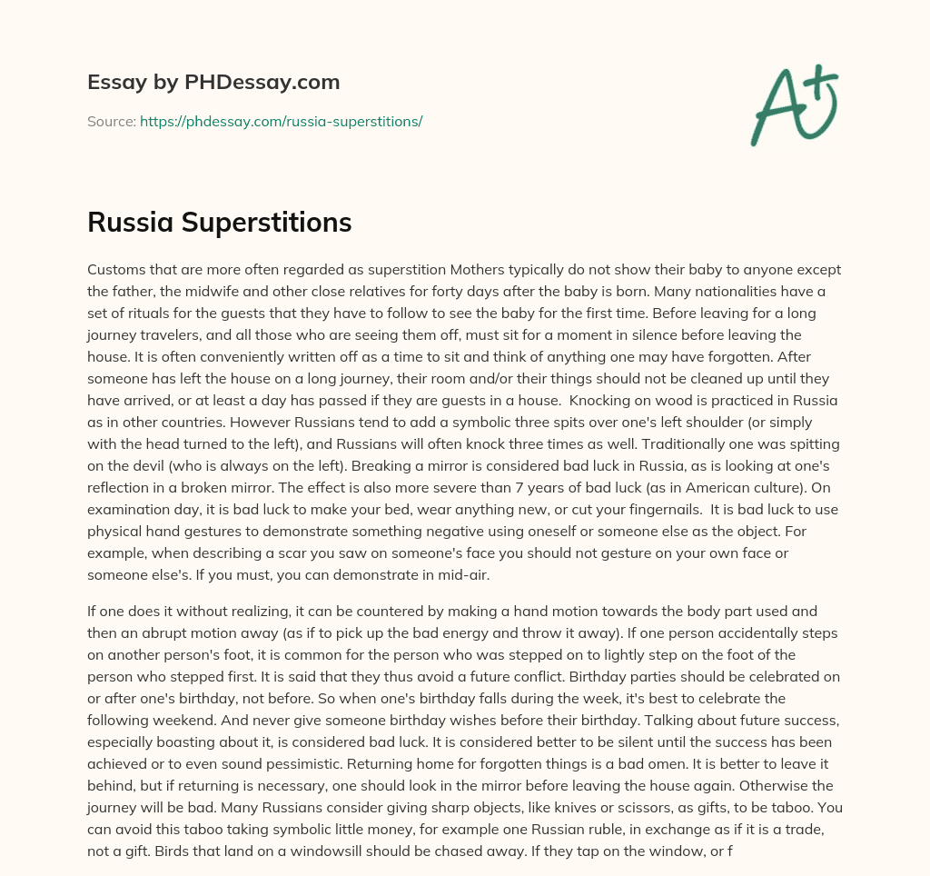 Russia Superstitions essay