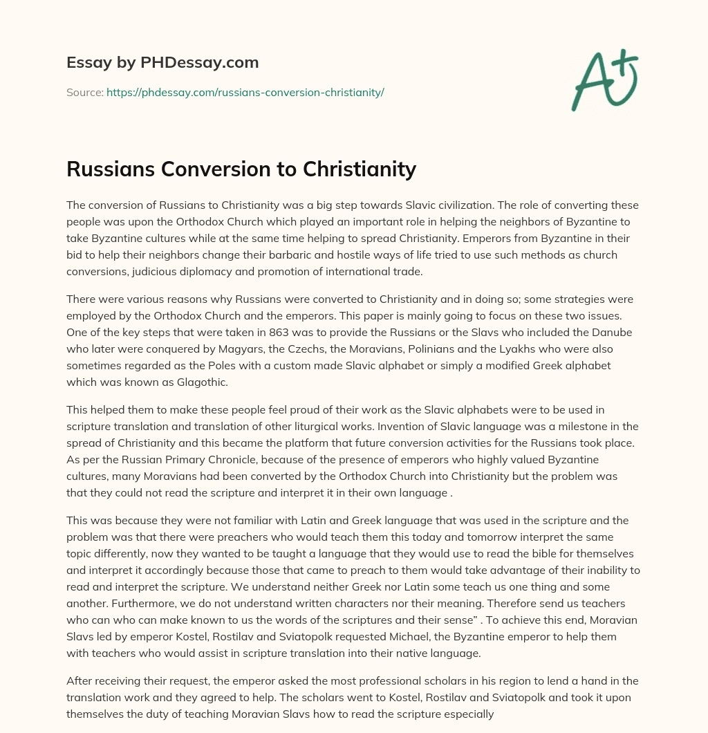 Russians Conversion to Christianity essay