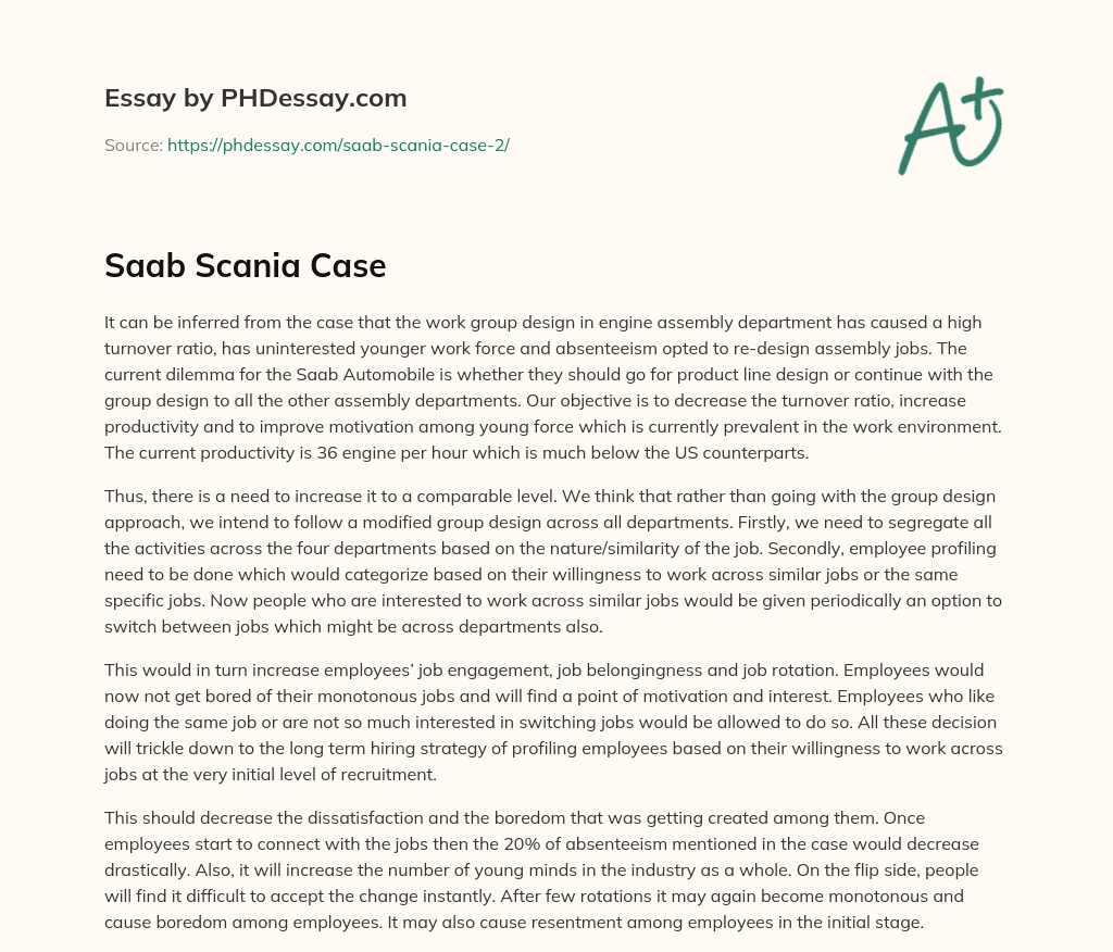 Saab Scania Case essay
