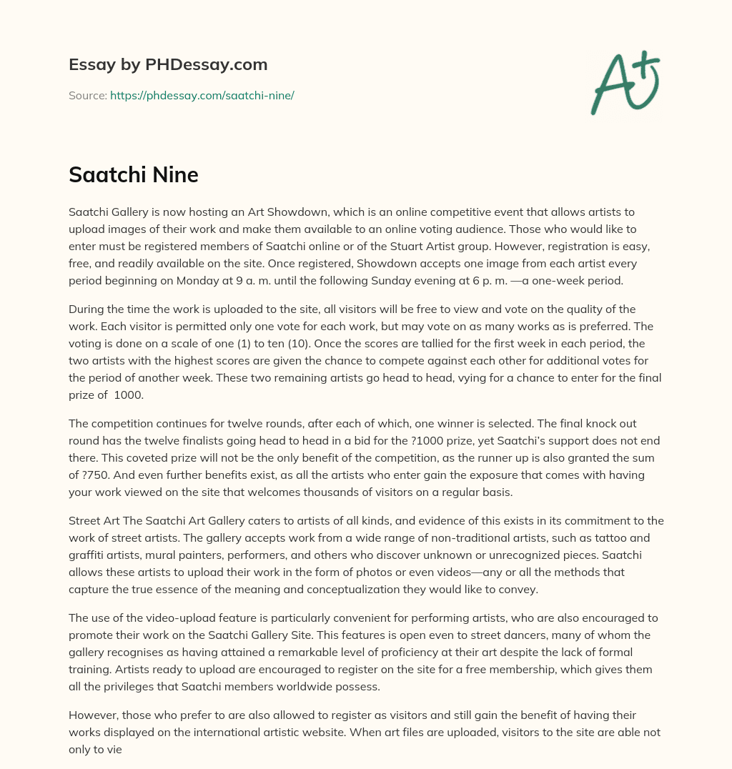Saatchi Nine essay