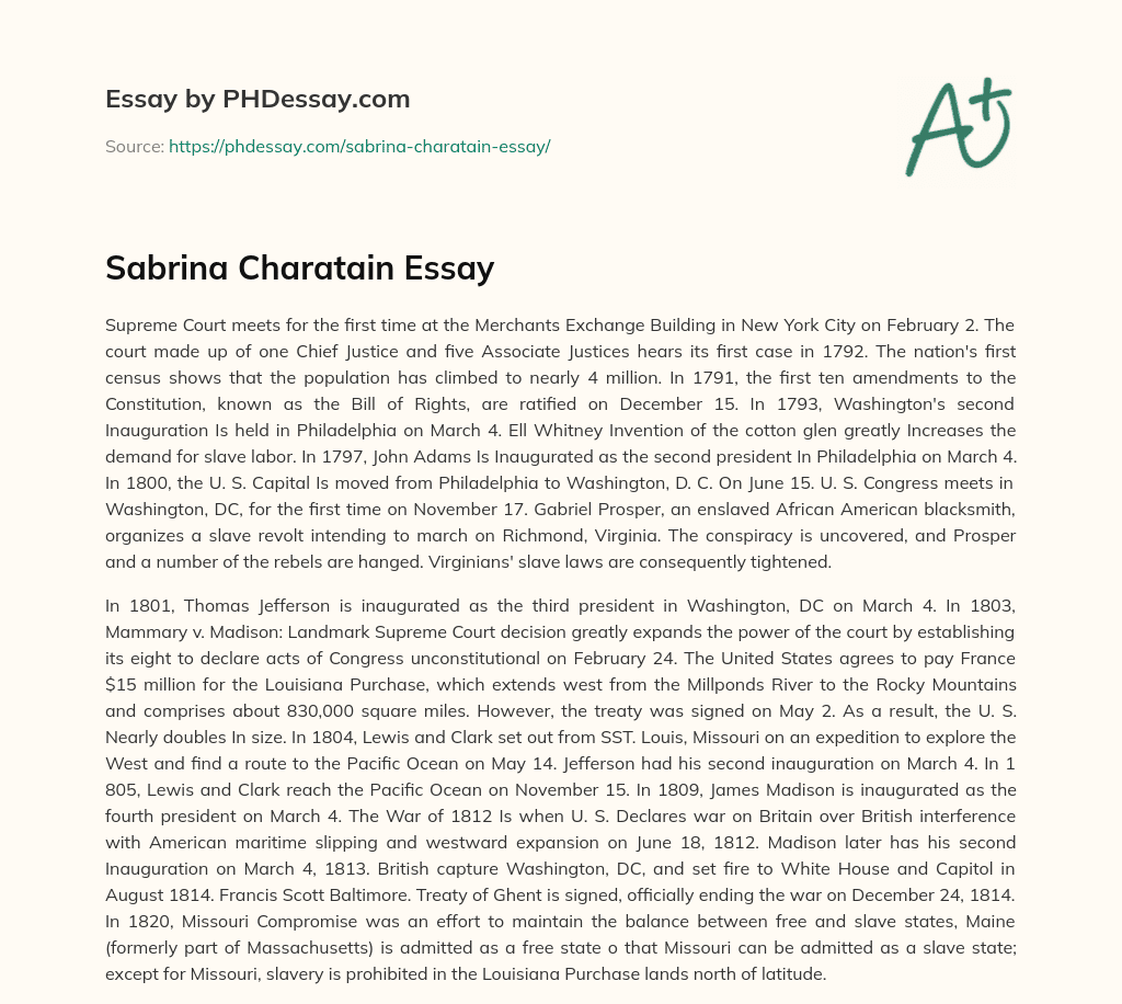 Sabrina Charatain Essay essay